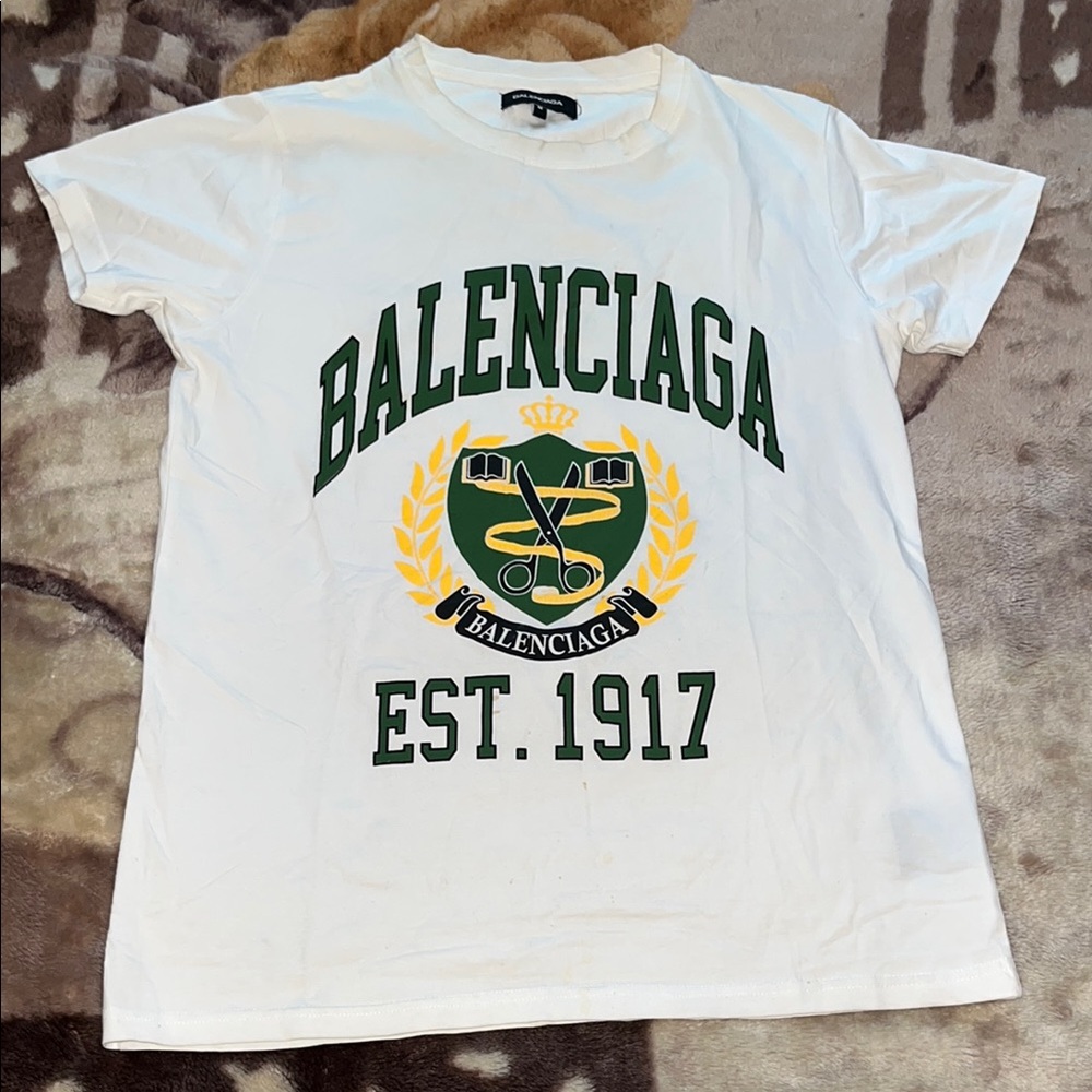 Balenciaga White T-Shirt with Graphic Design